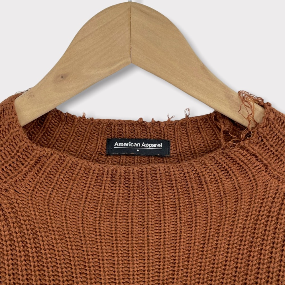 American Apparel Burnt Orange Distressed Mock Neck Sweater - Picture 3 of 6